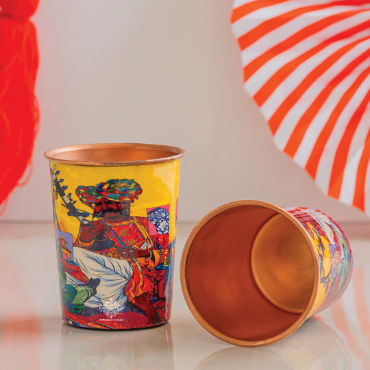 Pure Copper Glass Rajasthani Meena "Padharo Mhare Desh" Printed Theme
