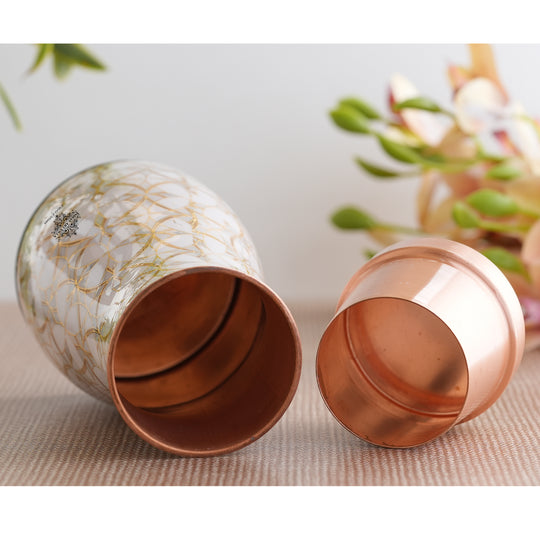Pure Copper  Bedroom Bottle, Gold Print Luxury Design- 950 ml