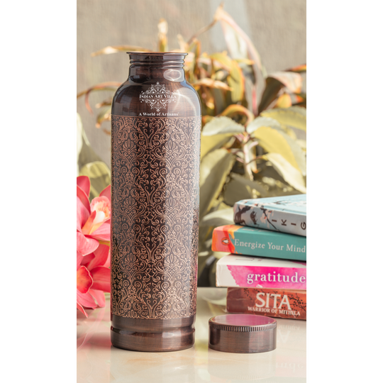 Pure Copper Bottle with Antique Embossed Design – 900 ML