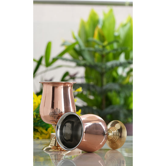 Embossed copper wine tumbler for enjoying evening