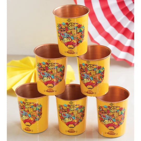 Pure Copper Glass Rajasthani Meena "Padharo Mhare Desh" Printed Theme