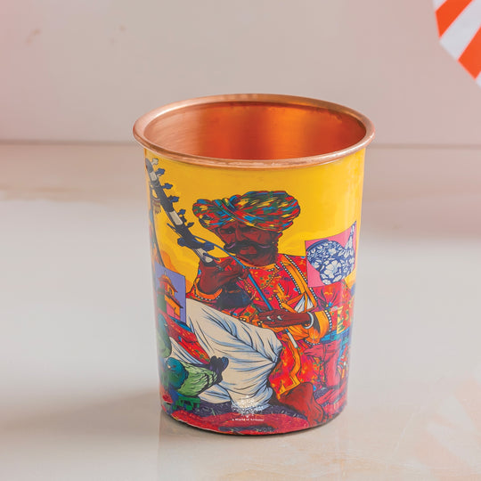 Embossed copper glass premium Ayurvedic design India