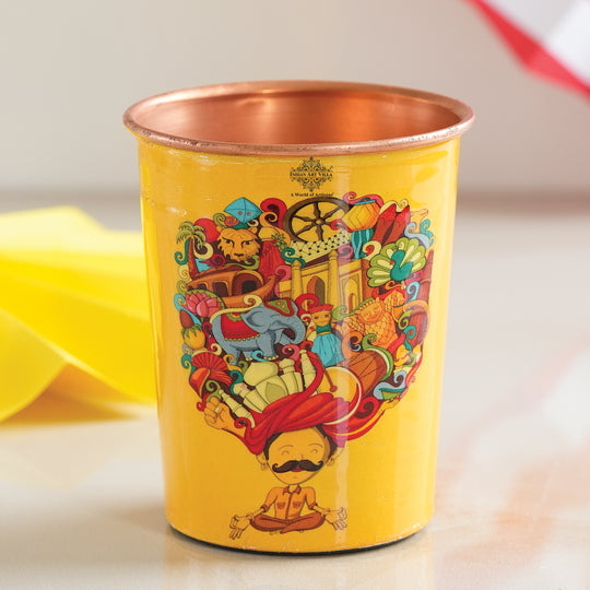 Pure Copper Glass Rajasthani Meena "Padharo Mhare Desh" Printed Theme
