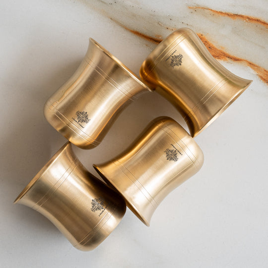 Pure Brass Curved Design Plain Glass With Lines