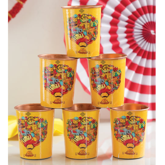 Pure Copper Glass Rajasthani Meena "Padharo Mhare Desh" Printed Theme