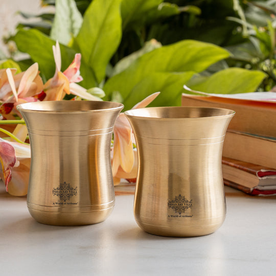 Pure Brass Curved Design Plain Glass With Lines