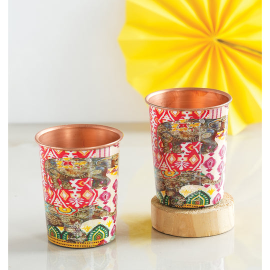 Pure Copper Glass Rajasthani Meena "Padharo Mhare Desh" Printed Theme