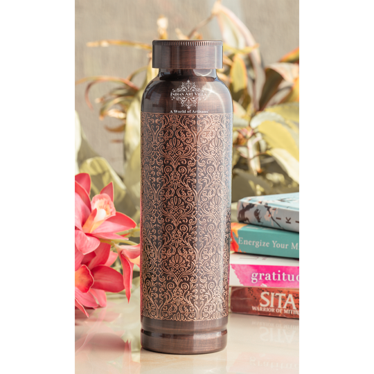 Pure Copper Bottle with Antique Embossed Design – 900 ML