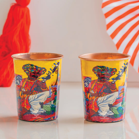 Pure Copper Glass Rajasthani Meena "Padharo Mhare Desh" Printed Theme