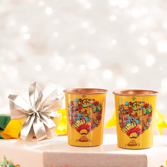 Pure Copper Glass Rajasthani Meena "Padharo Mhare Desh" Printed Theme