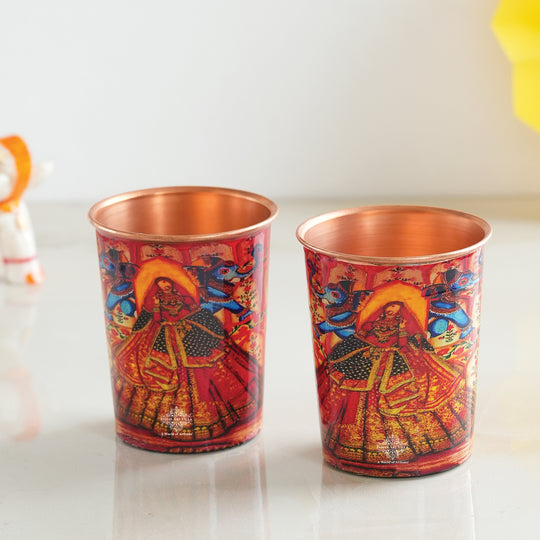 Pure Copper Glass Rajasthani Meena "Padharo Mhare Desh" Printed Theme