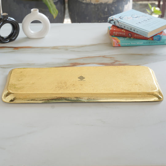 Brass Finish Handmade Tray 17.8 Inches