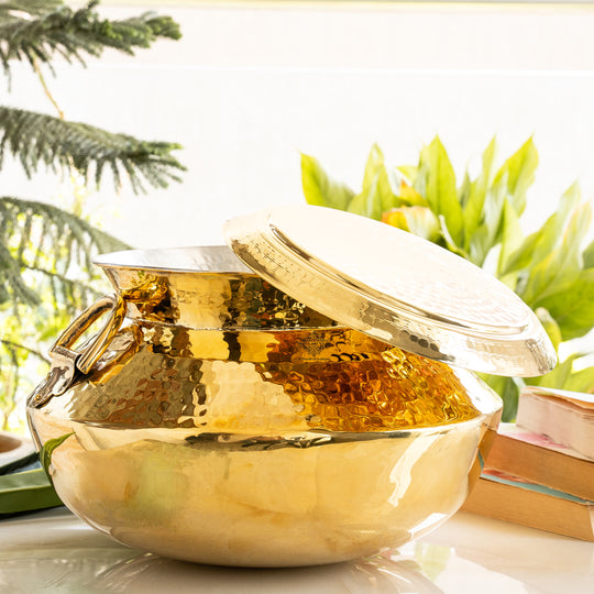 Pure Pital Handi with Tin Lining, Lid & Side Handles