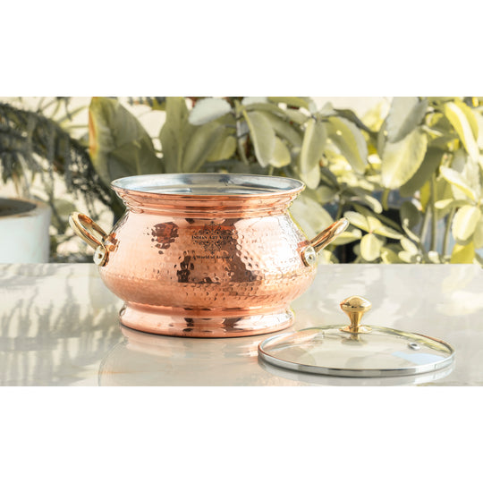Steel Copper Hammered Biryani Handi with Tin Lining