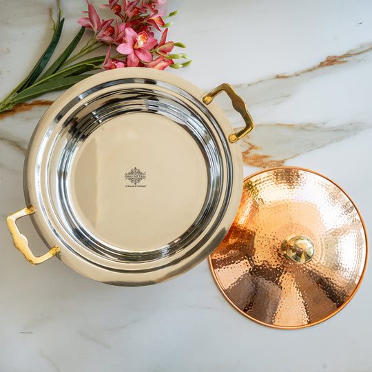 Handcrafted Pure Steel Copper Hammered Design Chafing Dish