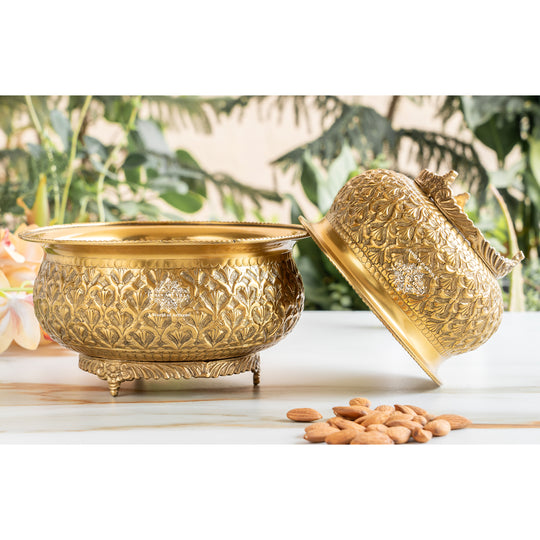 Pure Brass Embossed Design Decorative Bowl