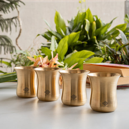 Pure Brass Curved Design Plain Glass With Lines