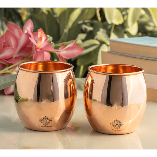 Pure Copper Round Shaped Glass  550 ml