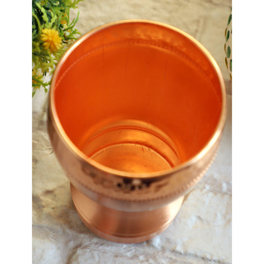 Pure Copper Glass With Half Lecquer Hammered & Shine Design 400 ML