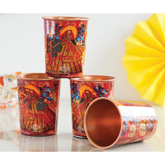 Pure Copper Glass Rajasthani Meena "Padharo Mhare Desh" Printed Theme