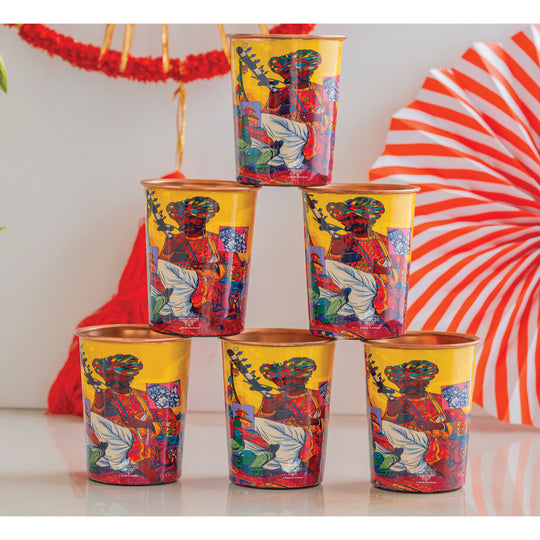 Pure Copper Glass Rajasthani Meena "Padharo Mhare Desh" Printed Theme