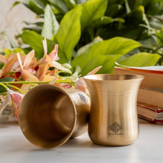 Pure Brass Curved Design Plain Glass With Lines