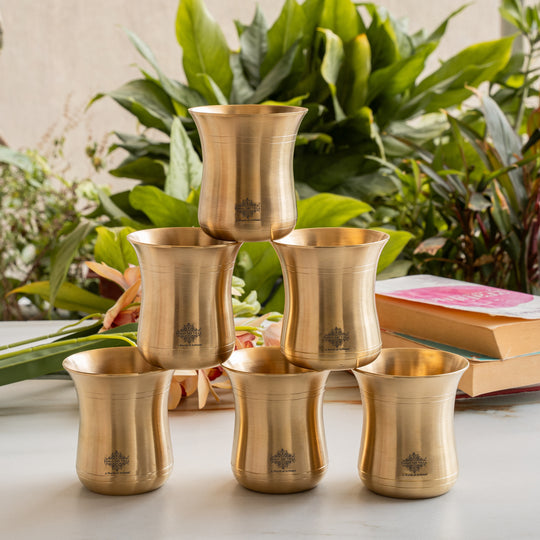 Pure Brass Curved Design Plain Glass With Lines