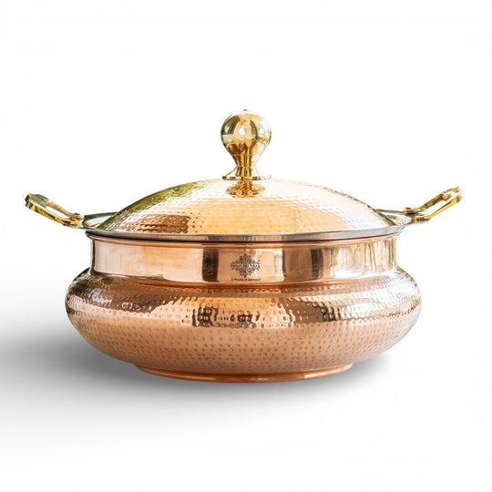 Handcrafted Pure Steel Copper Hammered Design Chafing Dish