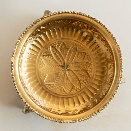 Brass Urli with Elephant Trunk and Embossed Design