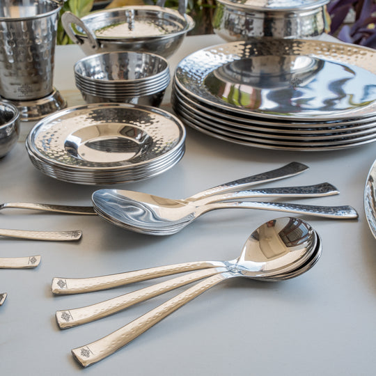 Handcrafted Pure Stainless Steel Royal Dinner Set, Dinnerware, Tableware, 52 Pieces