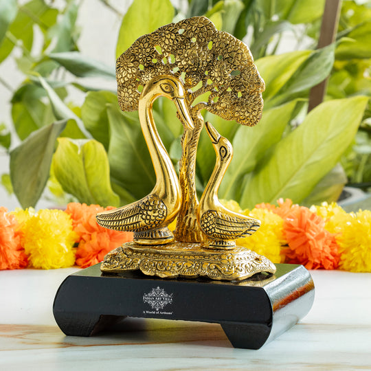 Brass Finish Swan Pair Showpiece – 22 cm Décor Gift