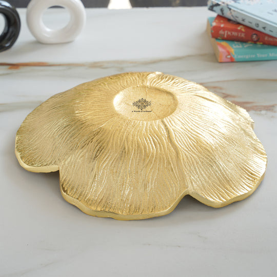 Brass Finish Sunflower Design Tray 13.5 Inches
