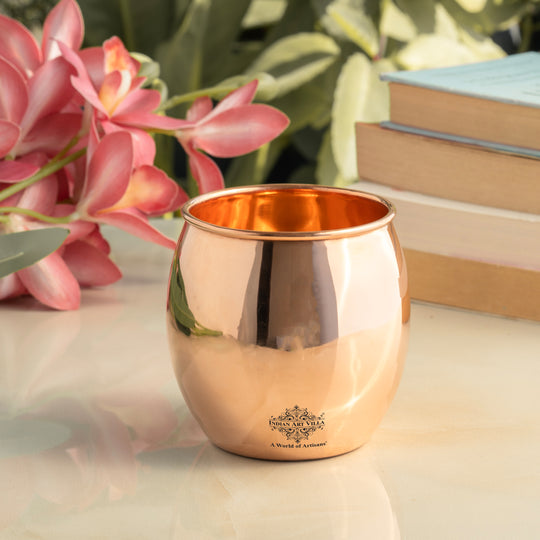 Embossed copper drinking tumbler artisan style