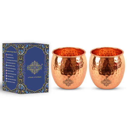 Pure Copper Round Shaped Glass  550 ml