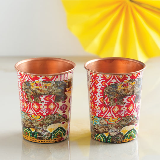 Pure Copper Glass Rajasthani Meena "Padharo Mhare Desh" Printed Theme