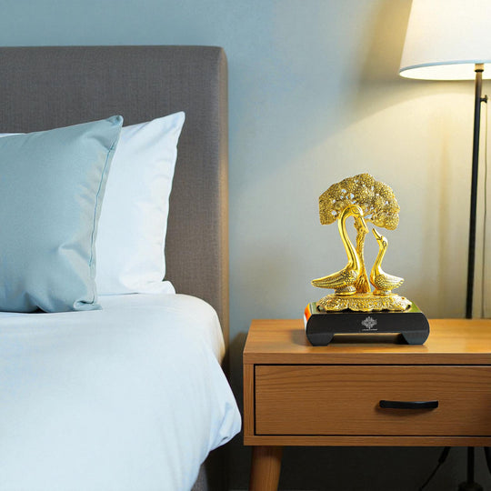 Brass Finish Swan Pair Showpiece – 22 cm Décor Gift