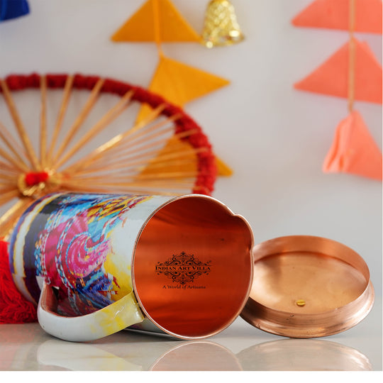 Pure Copper Printed Jug - Padharo Mhare Desh Design