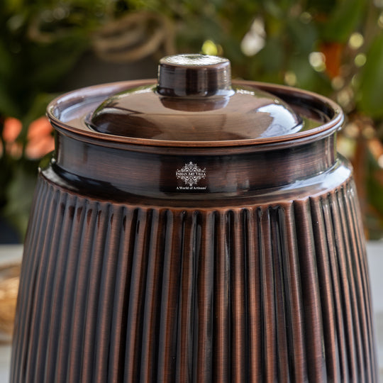Copper Antique Brass Finish Barrel Design Water Pot 7000 ML with Tap