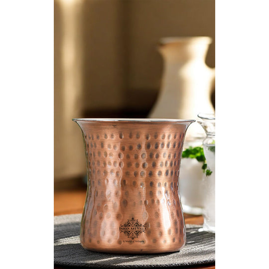 Pure Steel Copper Antique Finish Hammered Curved Design 250 ML