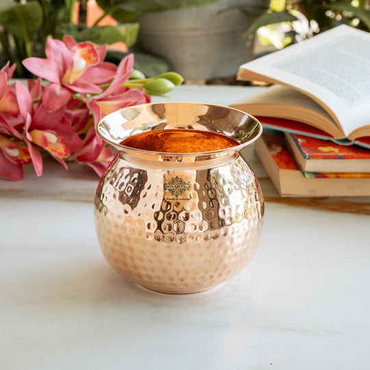 Pure Copper Hammered Lota/Kalash for Pooja