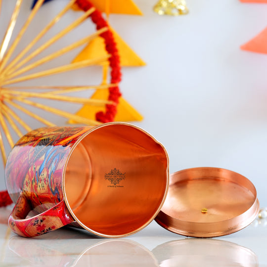 Pure Copper Printed Jug - Padharo Mhare Desh Design