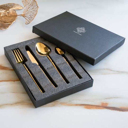 Stainless Steel Gold PVD Coated Rafail Cutlery Set of 4