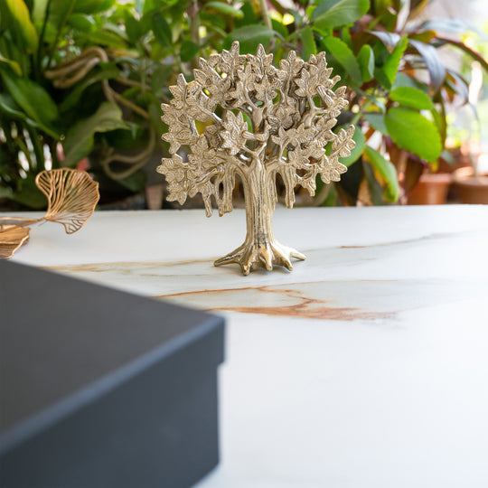 Indian Art Villa Tree Showpiece Intricate Leaf Design 8.5 Inch Decorative Accent for Living Room & Gifting 