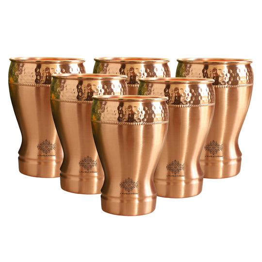 Pure Copper Glass With Half Lecquer Hammered & Shine Design 400 ML