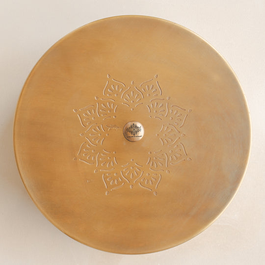 Pure Brass Masala Box With Two  Peacock Design On Lid