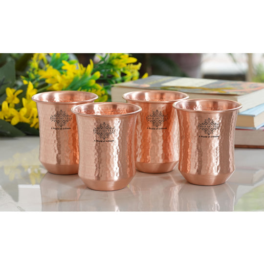 Embossed copper drinkware for daily water intake