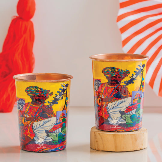 Pure Copper Glass Rajasthani Meena "Padharo Mhare Desh" Printed Theme