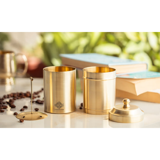 Pure brass coffee filter matt finish side view — Indian Art Villa