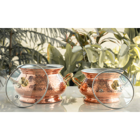 Steel Copper Hammered Biryani Handi with Tin Lining