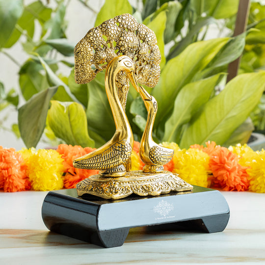 Brass Finish Swan Pair Showpiece – 22 cm Décor Gift